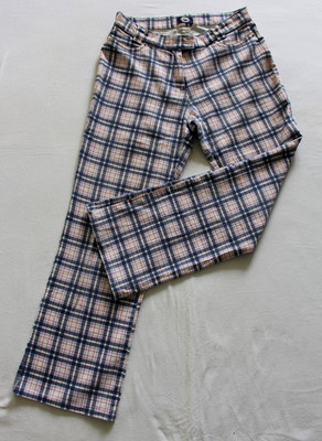 Bootcut Hose Stretch Karo 36 38 Schlaghose Weiß bunt kariert 98% Bw Vintage 90er