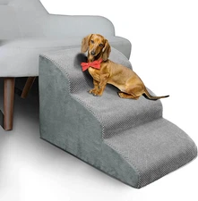 3 Steps High Density Foam Dog Stairs Ramps,Non-Slip Pet Steps for Older Dogs,Pet