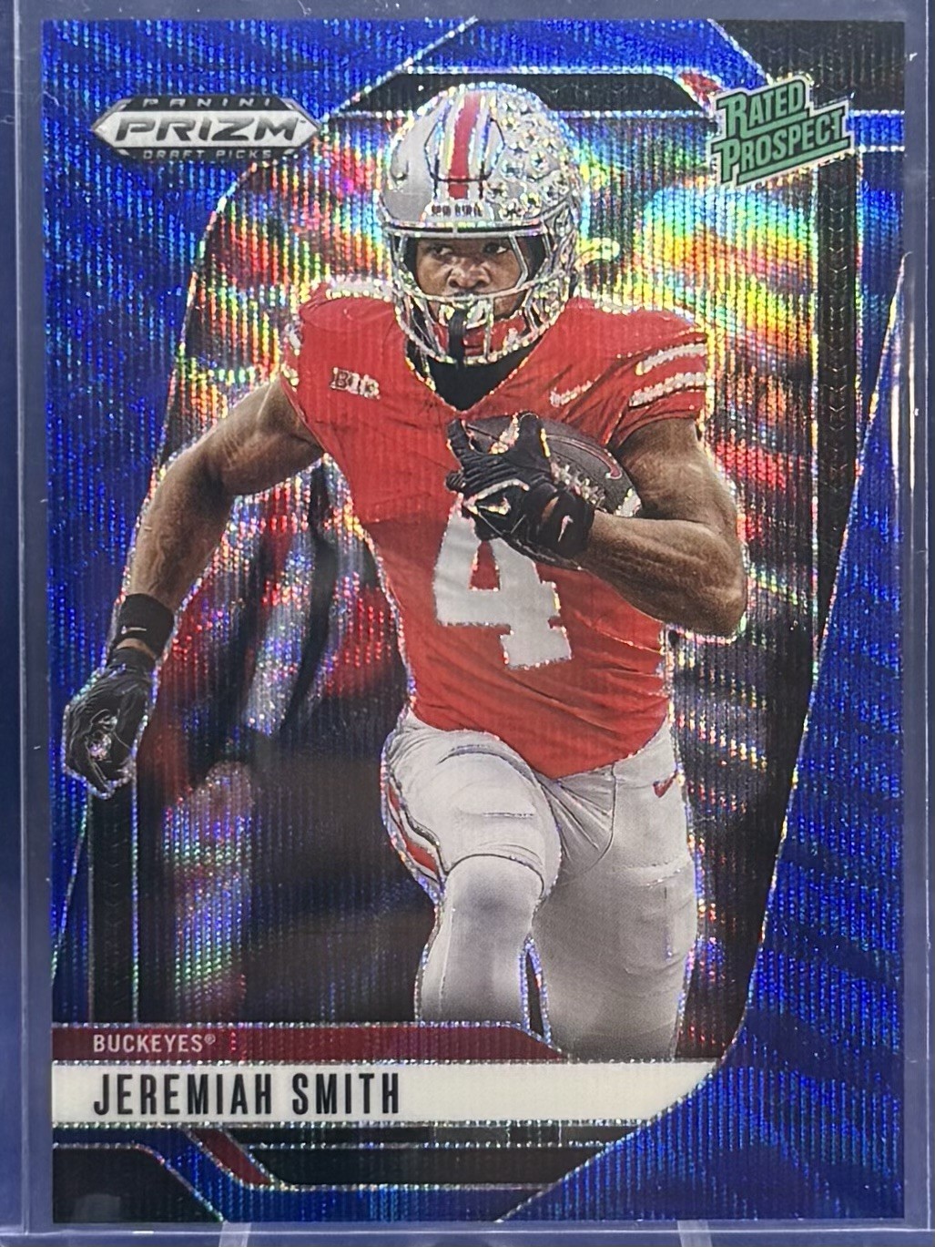 2025 Panini Prizm Draft Jeremiah Smith Blue Wave Prizm Rated Prospect 068/299