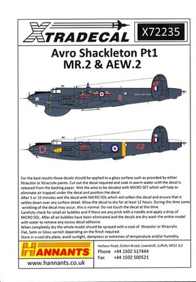 Xtra Decals 1/72 AVRO SHACKLETON MR.2 & AEW.2 Part 1