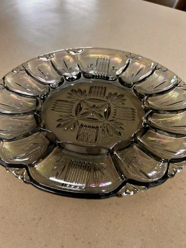 Carnival Glass Egg Plate 1950’s Vintage Easter Eggs - Federal Glass 11”