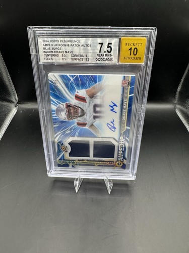 Drake Maye [Blue Surge] #AU-DM 2024 Topps Resurgence Amped Up Rookie Patch Autograph card