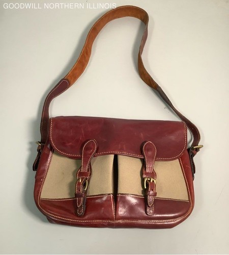 Holland Beige Brown Canvas Leather Messenger Satchel Bag Made in USA