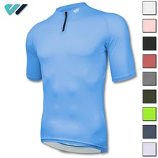 Wulibike Men's Cycling Jersey Half Zipper Short Sleeves Rear Pocket Quick Dry