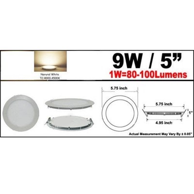 ZEEZ 9W Round Dimmable LED Recessed Ceiling Panel Down Lights Color Natural