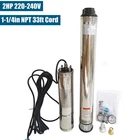2HP 4" Deep Well Submersible Pump 220V 37 GPM 427FT Max 33FT Cord 12 Stage 60Hz