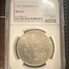 1921 Morgan Silver Dollar NGC MS61 Uncirculated Business Strike $1 8167889-017