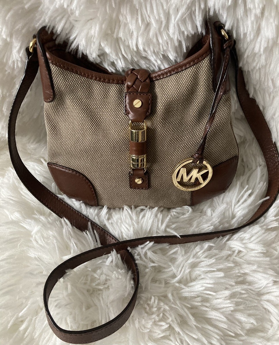 MICHAEL KORS GREENWICH HEMP CANVAS CROSSBODY BAG PURSE