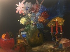The Romantic candle Light Picnic 24”x36” Oil Painting Stretched Canvas 