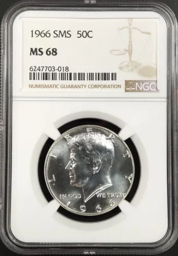 1966 SMS Kennedy Half Dollar certified MS 68 by NGC! 