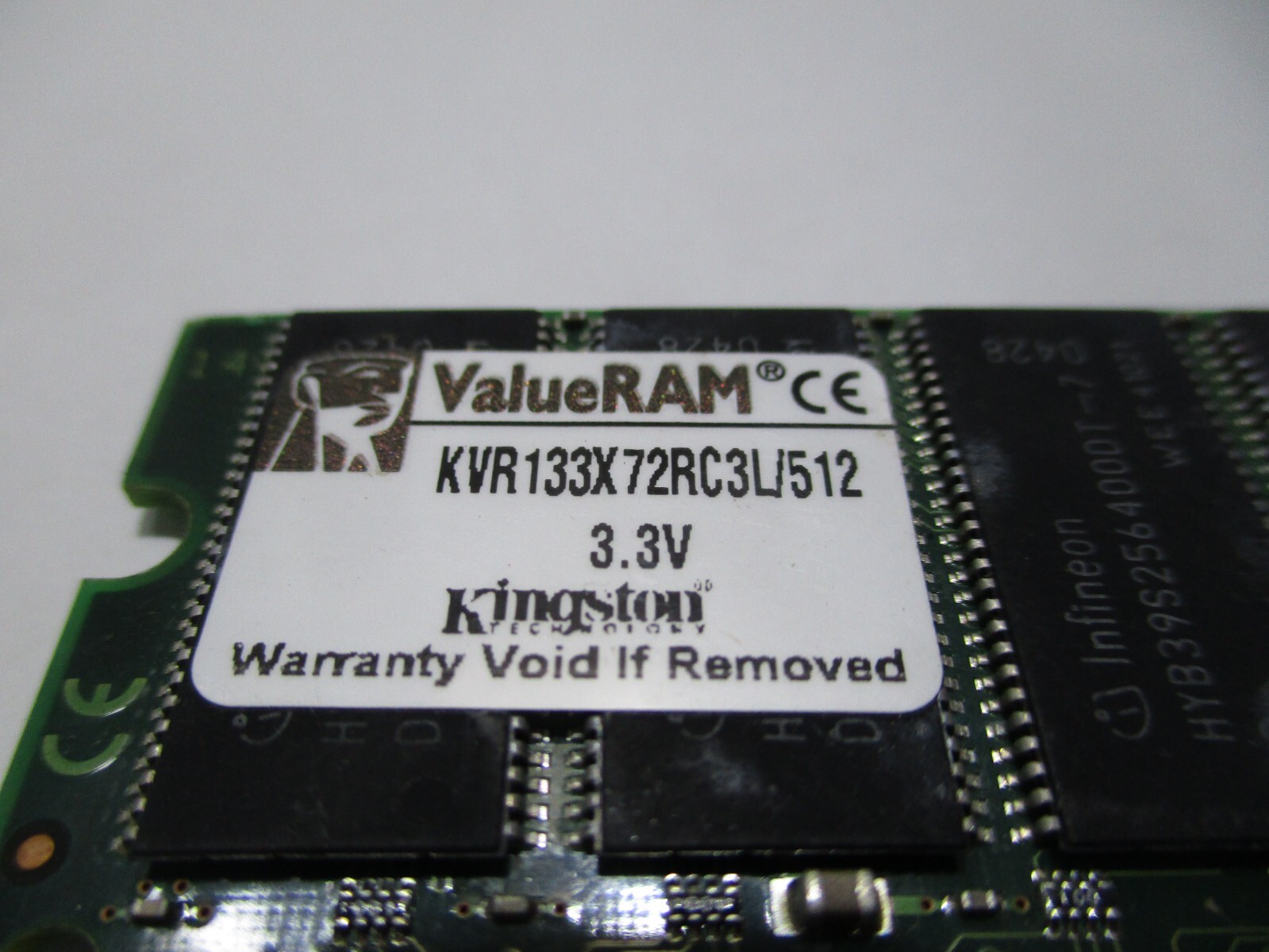 как выглядит Kingston KVR133X72RC3L/512 512MB SDRAM Registered ECC PC-133 133Mhz Memory фото