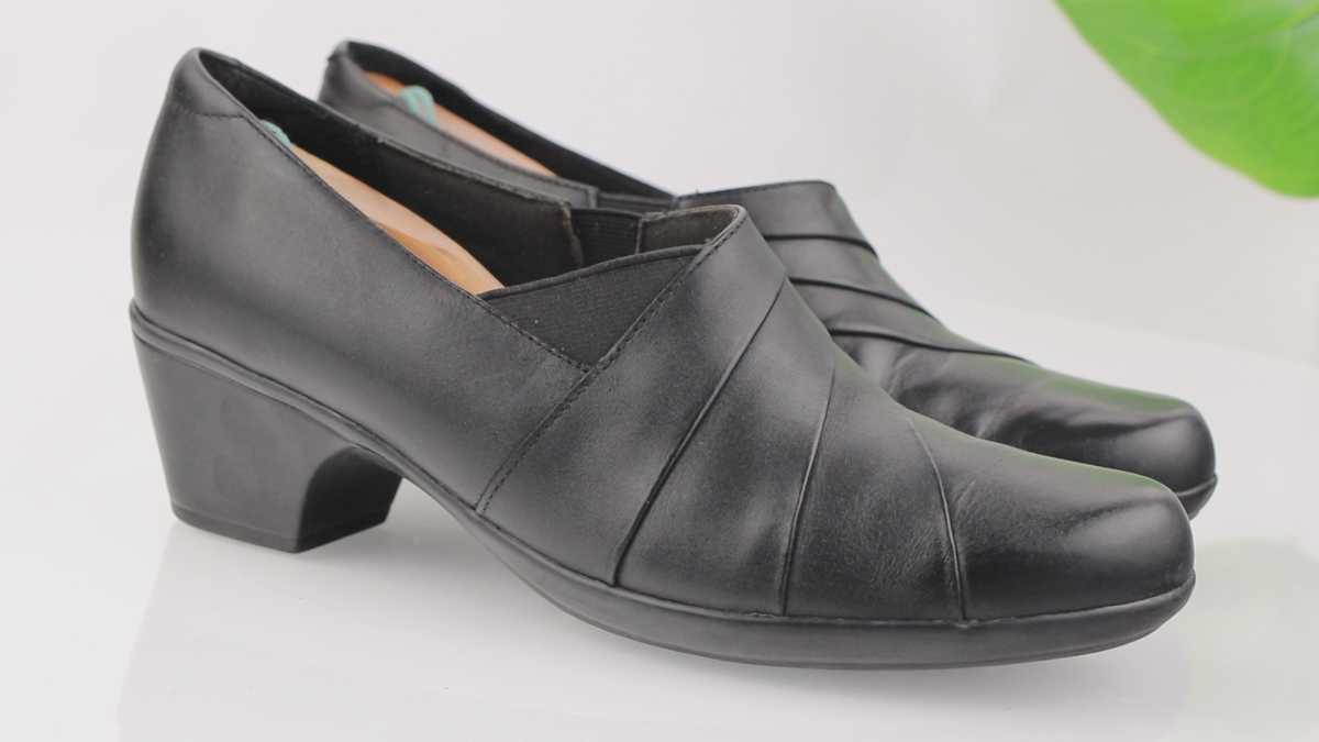 Clarks Womens Rosalyn Adele Loafer Size 11 Black Leather Low Block