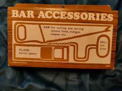Bar Cocktail Spirits Metal Tools Accessories Set Vintage NIB,SAW,DRILL,PLANE