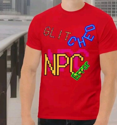 Glitched NPC Gamer T-Shirt Geek Style Graphic Tee Gamer Shirt Unisex Plus Size