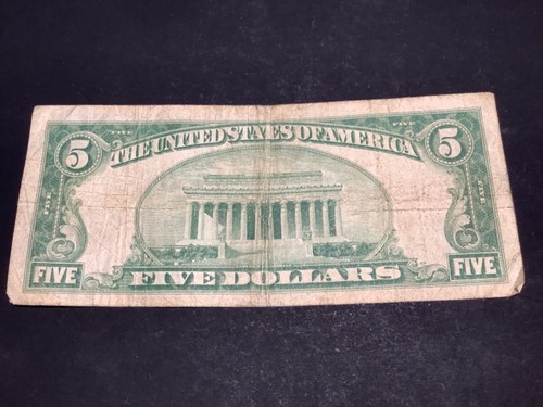 1928-A Chicago $5 Redeemable In Gold Federal Reserve Note A27.10 - Picture 2 of 2