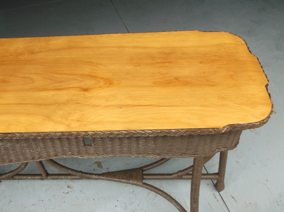 Vintage Wicker Sofa Table eBay