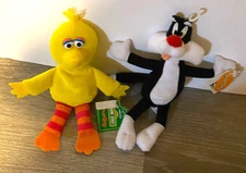 Applause plush 8 in NWT stuffed bean bag Big Bird Sylvester Cat Dolls With Tags