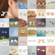 UK Women's Girl 925 Silver Plating Earrings Cute Ear Stud Jewelry Gifts Fashion