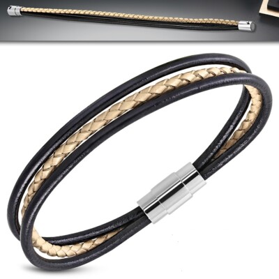 18 cm Leder Armband mit Edelstahl unisex bracelet z-bgo795