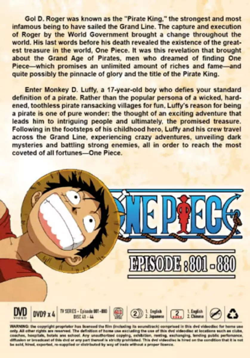 ONE PIECE (EPISODES 801-880) - ANIME TV SERIES DVD BOX SET (ENGLISH DUBBED)