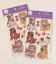 Vintage Lot The Gifted Line Stickers Punch Studio Valentines Kittens Puppies