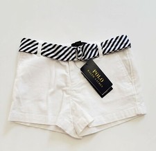Polo Ralph Lauren Little Girls Belted Stretch Chino Shorts White Sz 6X - NWT