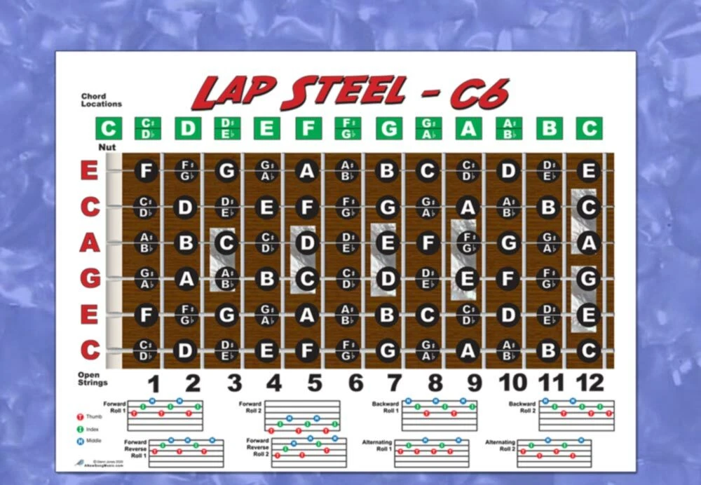Lap Steel String C6 Alternate Tuning Fretboard Chord Poster, 48 OFF