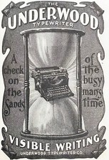 UNDERWOOD Typewriter Visible Writing Machine Hourglass Time Antique1903 Print Ad thumbnail