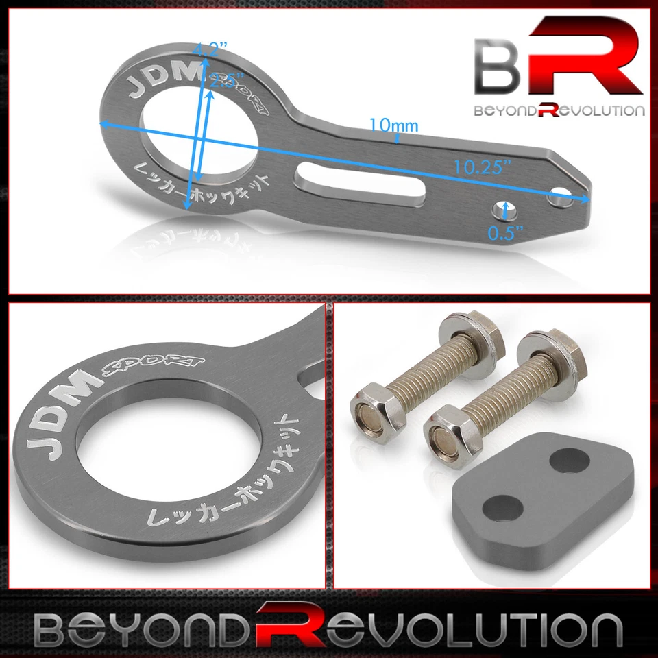 Gancho de remolque trasero de aluminio gris para Ford JDM Sport unidad de montaje brazo Foto 2 de 3