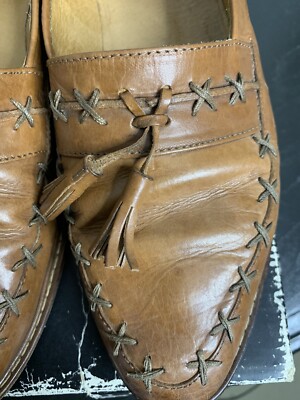 Kenneth Cole Mens Shoes Size 10 Tan Loafers Tassels Leather  display picture 1