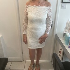 Asos white lace dress 14 long sleeves