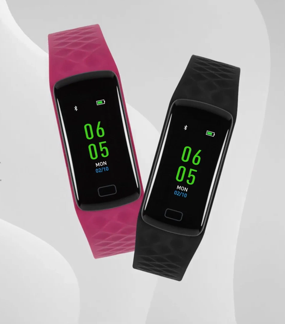 Avon Kiran Smart Watch Fitness Activity Tracker Silicone Band Pink & Black - New