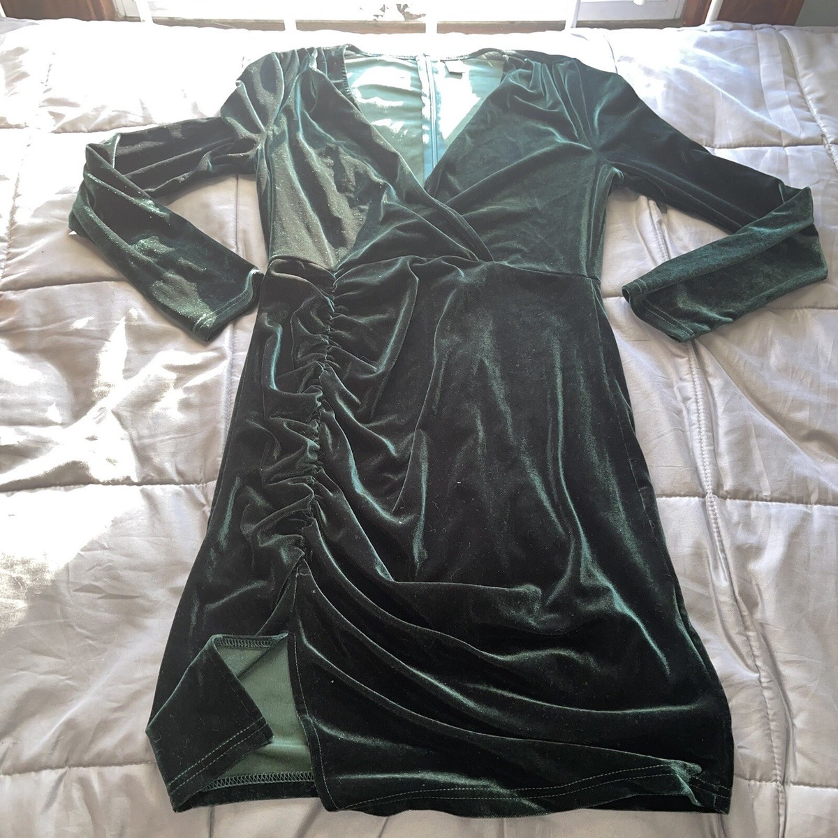 Shein Dark Green Velvet Dress