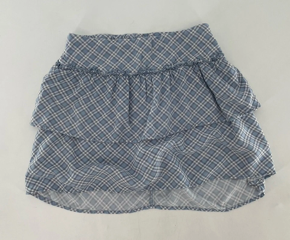 Minifalda corta con estampado a cuadros azul en capas de Abercrombie para niños y niñas talla 9/10 Foto 2 de 4