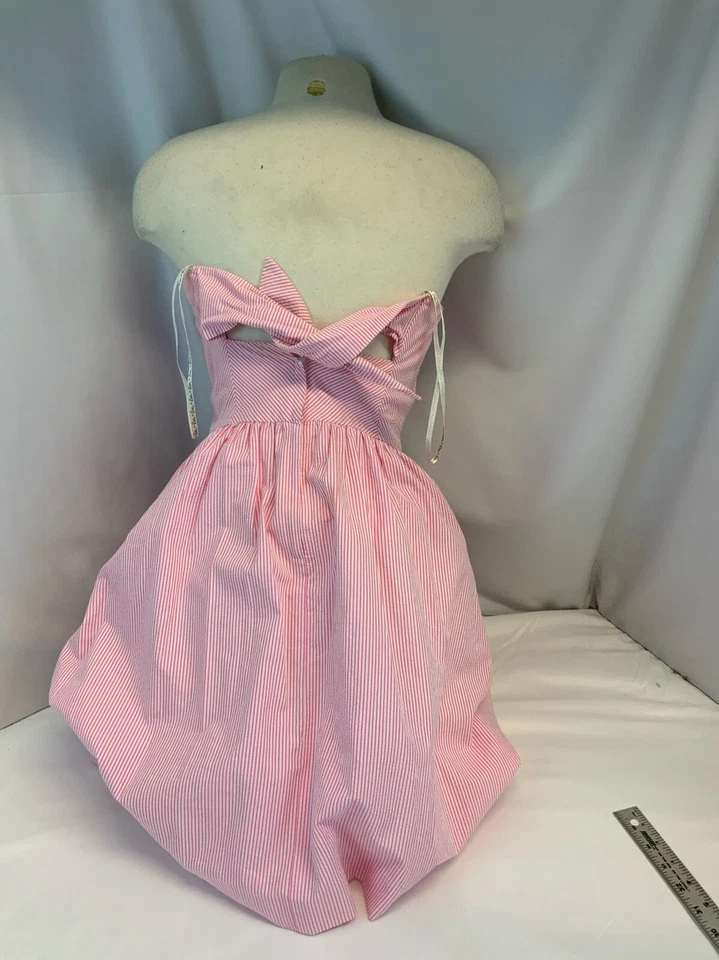 Vestido Solero Lilly Pulitzer Talla 4 Rosa Rayas Algodón Poli Hasta la Rodilla Como Nuevo YGI D1-39 Foto 4 de 4