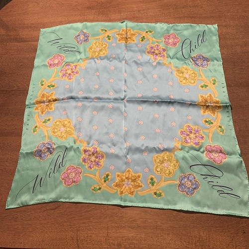 PAUL MORELLI WILD CHILD Flowers Spring Pink Blue Yellow Gold Silk Scarf 62cm 24" - Picture 3 of 24