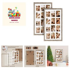 12 Opening 4x6 Distressed White Collage Picture Frames Set of 2, Multiple Fra...