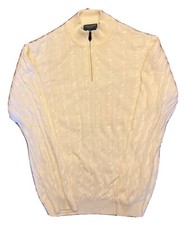 Lyle  Scott Scotland Men's 1/4 Zip Cable Jumper Sweater Cream Size Large