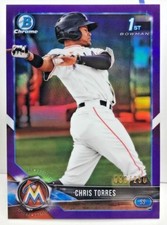 Chris Torres 2018 Bowman Chrome Prospect PURPLE Refractor #'d 86/250 - MARLINS