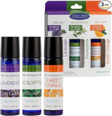 SpaRoom 100% Pure Essential Oil Lavender, Eucalyptus &Sweet Orange-3 Bottles