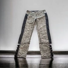 RBX S Heathered Gray/Black Yoga Leggings Ruched Activewear Fitness Casual Chic