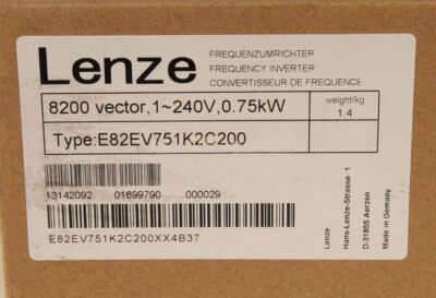 E82EV751K2C200 1PCS NEW LENZE INVERTER 8200 vector E82EV751K2C200