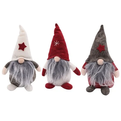 TRIXES Gonk Gnome 3PC NEW Plush Doll Knitted Santa Christmas Dwarf Doll
