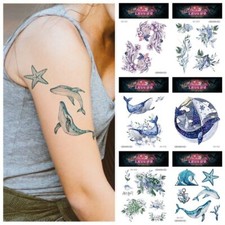 Temporary Ocean Whale Tattoos - Starfish Flower Sticker Tattoo Body Art Tattoos