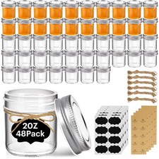 2 oz Mini Mason Jars Bulk Set, 48 Pack Glass Jars with Lids