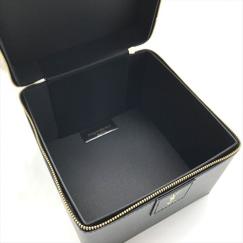 YSL Saint Laurent Vanity Bag Leather Black Makeup Pouch Case Handbag with Box - Picture 8 of 10
