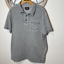 Rock Republic Polo Shirt Men's Distressed Short Sleeve Charcoal Size Large