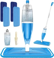 Spray Mop for Hardwood Floors Cleaning: Microfiber Wet Dry Floor Mops with 4 Was