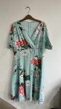 Mint Green Dress with A Vibrant Multi-colored Floral Pattern. Size Medium 12-14