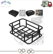 Rear Rack Bike Basket with Cargo Net & Liner, Fits Electric Bikes